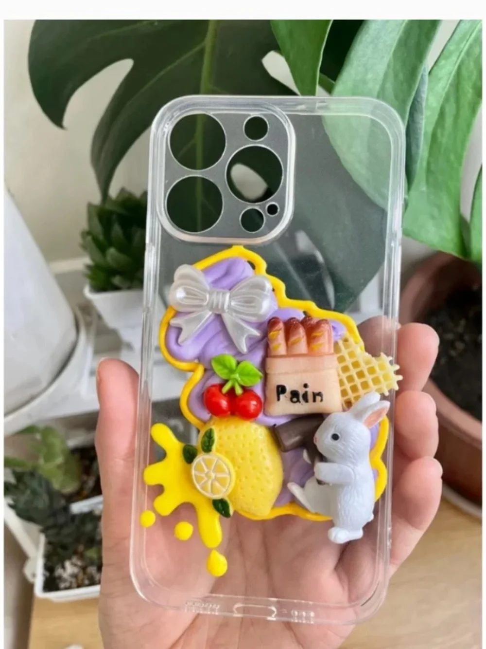 iPhone 13pro butterfly or rabbit or piggy Phone Case, Handmade cartoon case